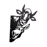 Maxbell 2D Peeping Metal Art Artwork Decorative Garden Decor for Patio Entryway Lawn Cow and Donkey