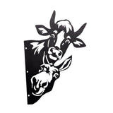 Maxbell 2D Peeping Metal Art Artwork Decorative Garden Decor for Patio Entryway Lawn Cow and Donkey
