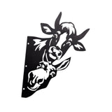 Maxbell 2D Peeping Metal Art Artwork Decorative Garden Decor for Patio Entryway Lawn Cow and Donkey
