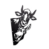 Maxbell 2D Peeping Metal Art Artwork Decorative Garden Decor for Patio Entryway Lawn Cow and Donkey