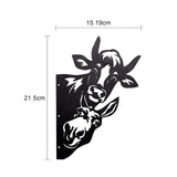 Maxbell 2D Peeping Metal Art Artwork Decorative Garden Decor for Patio Entryway Lawn Cow and Donkey