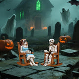 Maxbell 2Pcs Rocking Chair Skeleton Figurines Halloween Decor for Cabinet Shelf Desk