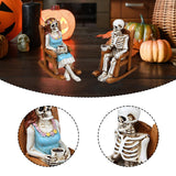 Maxbell 2Pcs Rocking Chair Skeleton Figurines Halloween Decor for Cabinet Shelf Desk