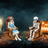 Maxbell 2Pcs Rocking Chair Skeleton Figurines Halloween Decor for Cabinet Shelf Desk