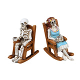 Maxbell 2Pcs Rocking Chair Skeleton Figurines Halloween Decor for Cabinet Shelf Desk