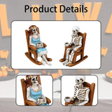 Maxbell 2Pcs Rocking Chair Skeleton Figurines Halloween Decor for Cabinet Shelf Desk