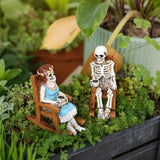 Maxbell 2Pcs Rocking Chair Skeleton Figurines Halloween Decor for Cabinet Shelf Desk