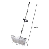 Maxbell Sand Rake Long Handle Heavy Duty Easy Cleanup Large Carbon Steel Cat Scooper Silver