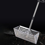 Maxbell Sand Rake Long Handle Heavy Duty Easy Cleanup Large Carbon Steel Cat Scooper Silver