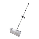 Maxbell Sand Rake Long Handle Heavy Duty Easy Cleanup Large Carbon Steel Cat Scooper Silver