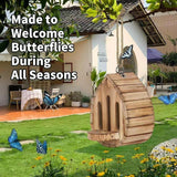 Maxbell Butterfly House Open Door Decoration Nesting Room for Outside Flowerbed Yard