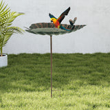 Maxbell Bird Baths Iron Birdfeeder with Metal Stake for Lawn Outdoor Garden Backyard