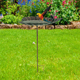 Maxbell Bird Baths Iron Birdfeeder with Metal Stake for Lawn Outdoor Garden Backyard