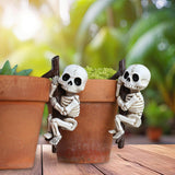 Maxbell 2 Pieces Skeleton Statues Funny Resin Halloween Decor for Home Porch Holiday
