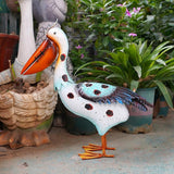 Maxbell Pelican Statue Iron Art Simulation Garden Sculpture for Lawn Flower Bed Pond
