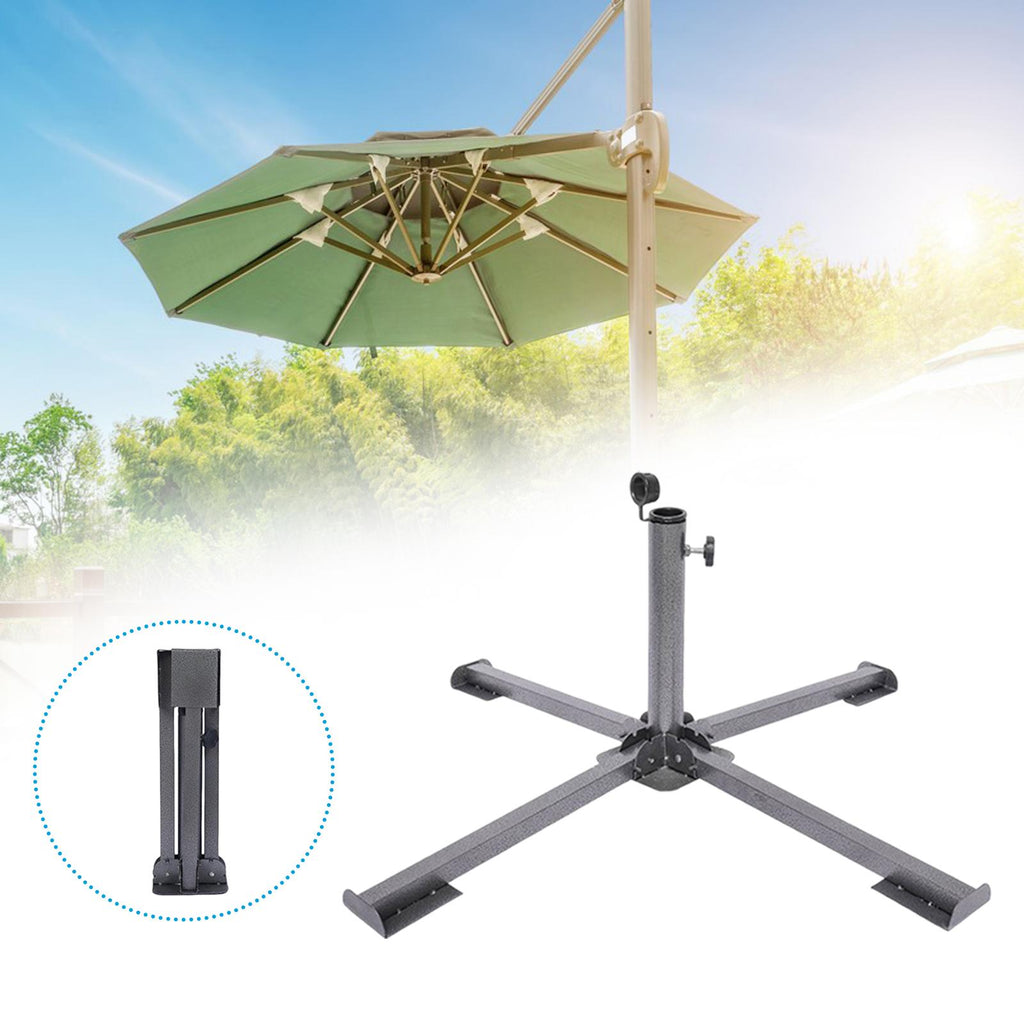 Maxbell Foldable Patio Umbrella Stand Anchor Beach Umbrella Base for Pool Grass Lawn Black
