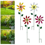 Maxbell Iron Wind Spinner with Stake Metal Windmill for Driveway Outside Decor yellow
