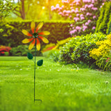 Maxbell Iron Wind Spinner with Stake Metal Windmill for Driveway Outside Decor yellow