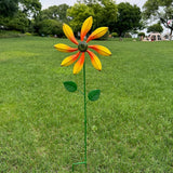 Maxbell Iron Wind Spinner with Stake Metal Windmill for Driveway Outside Decor yellow