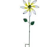 Maxbell Iron Wind Spinner with Stake Metal Windmill for Driveway Outside Decor white