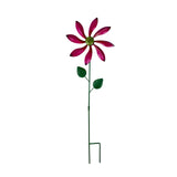 Maxbell Iron Wind Spinner with Stake Metal Windmill for Driveway Outside Decor rose red