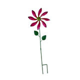 Maxbell Iron Wind Spinner with Stake Metal Windmill for Driveway Outside Decor rose red