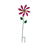 Maxbell Iron Wind Spinner with Stake Metal Windmill for Driveway Outside Decor rose red