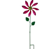 Maxbell Iron Wind Spinner with Stake Metal Windmill for Driveway Outside Decor rose red