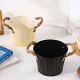 Maxbell Flower Bucket with Handles Planter for Balcony Restaurant Indoor Outdoor Use Black