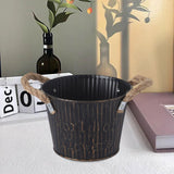 Maxbell Flower Bucket with Handles Planter for Balcony Restaurant Indoor Outdoor Use Black