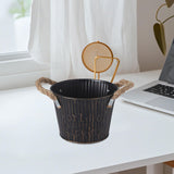 Maxbell Flower Bucket with Handles Planter for Balcony Restaurant Indoor Outdoor Use Black