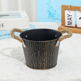 Maxbell Flower Bucket with Handles Planter for Balcony Restaurant Indoor Outdoor Use Black