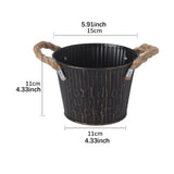 Maxbell Flower Bucket with Handles Planter for Balcony Restaurant Indoor Outdoor Use Black