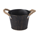 Maxbell Flower Bucket with Handles Planter for Balcony Restaurant Indoor Outdoor Use Black