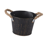 Maxbell Flower Bucket with Handles Planter for Balcony Restaurant Indoor Outdoor Use Black