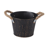 Maxbell Flower Bucket with Handles Planter for Balcony Restaurant Indoor Outdoor Use Black