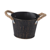 Maxbell Flower Bucket with Handles Planter for Balcony Restaurant Indoor Outdoor Use Black