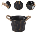 Maxbell Flower Bucket with Handles Planter for Balcony Restaurant Indoor Outdoor Use Black