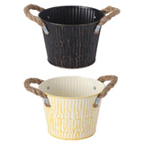 Maxbell Flower Bucket with Handles Planter for Balcony Restaurant Indoor Outdoor Use Black