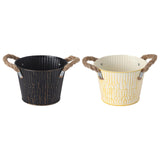 Maxbell Flower Bucket with Handles Planter for Balcony Restaurant Indoor Outdoor Use Black