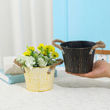 Maxbell Flower Bucket with Handles Planter for Balcony Restaurant Indoor Outdoor Use Black