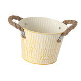 Maxbell Flower Bucket with Handles Planter for Balcony Restaurant Indoor Outdoor Use Beige