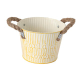 Maxbell Flower Bucket with Handles Planter for Balcony Restaurant Indoor Outdoor Use Beige