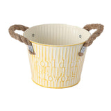 Maxbell Flower Bucket with Handles Planter for Balcony Restaurant Indoor Outdoor Use Beige