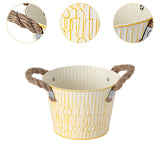 Maxbell Flower Bucket with Handles Planter for Balcony Restaurant Indoor Outdoor Use Beige