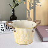 Maxbell Flower Bucket with Handles Planter for Balcony Restaurant Indoor Outdoor Use Beige