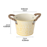 Maxbell Flower Bucket with Handles Planter for Balcony Restaurant Indoor Outdoor Use Beige