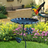 Maxbell Bird Bath for Outside Iron Decorative Birdbath Bowl for Porch Deck Courtyard Style B