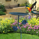 Maxbell Bird Bath for Outside Iron Decorative Birdbath Bowl for Porch Deck Courtyard Style C