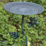 Maxbell Bird Bath for Outside Iron Decorative Birdbath Bowl for Porch Deck Courtyard Style D